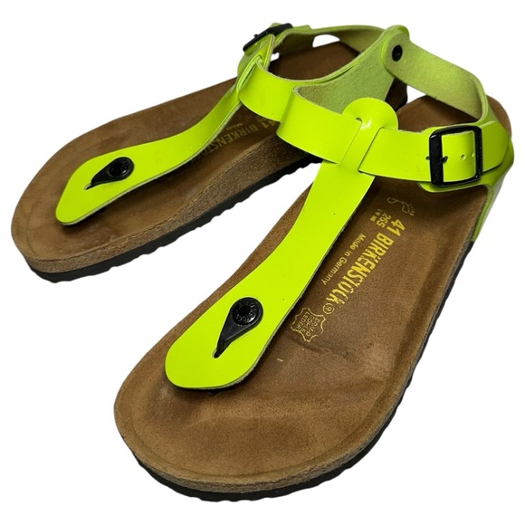 Birkenstock Women’s Size 41 10 Lime Green Kairo Leather Thong Clog Sandals - Picture 1 of 7